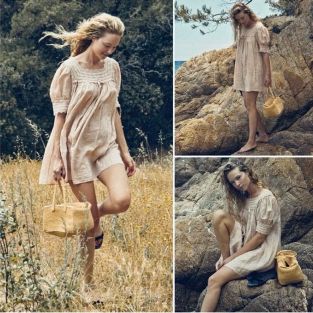 Doen Navan Mini Dress Nightgown in Salt (white) XXS